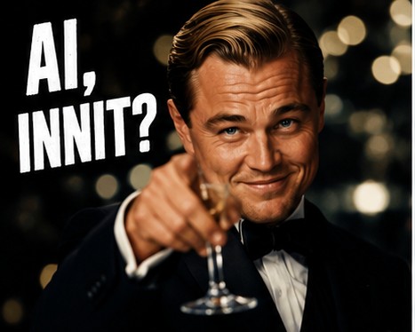 Man in tuxedo pointing at the viewer